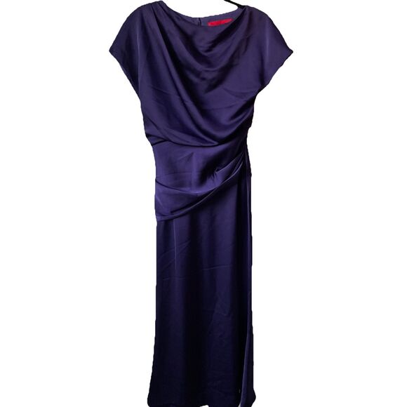 New $645 Halston Lissandra Draped Satin Trumpet Gown in Purple Size 4 - Picture 4 of 6